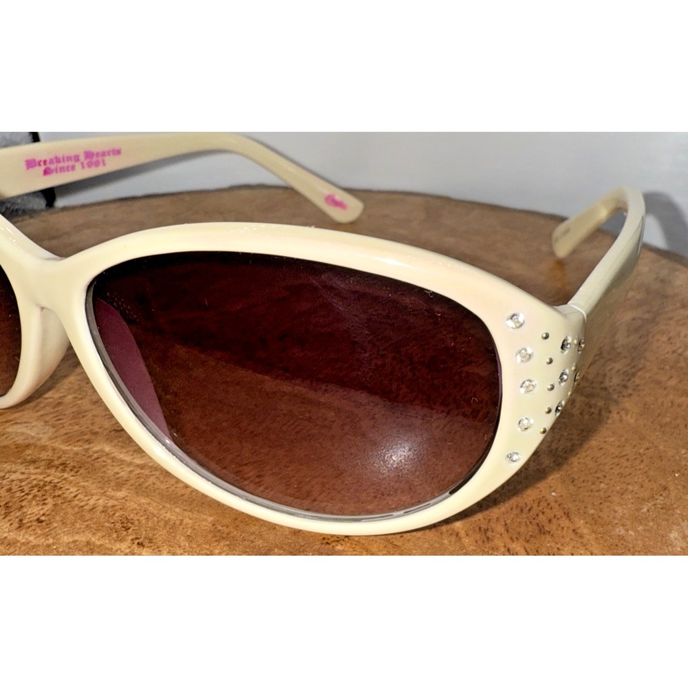 Vintage Candie's Cat Eye Sunglasses Cream Rhinestone Bling Y2K 00s Aesthetic - Picture 3 of 13